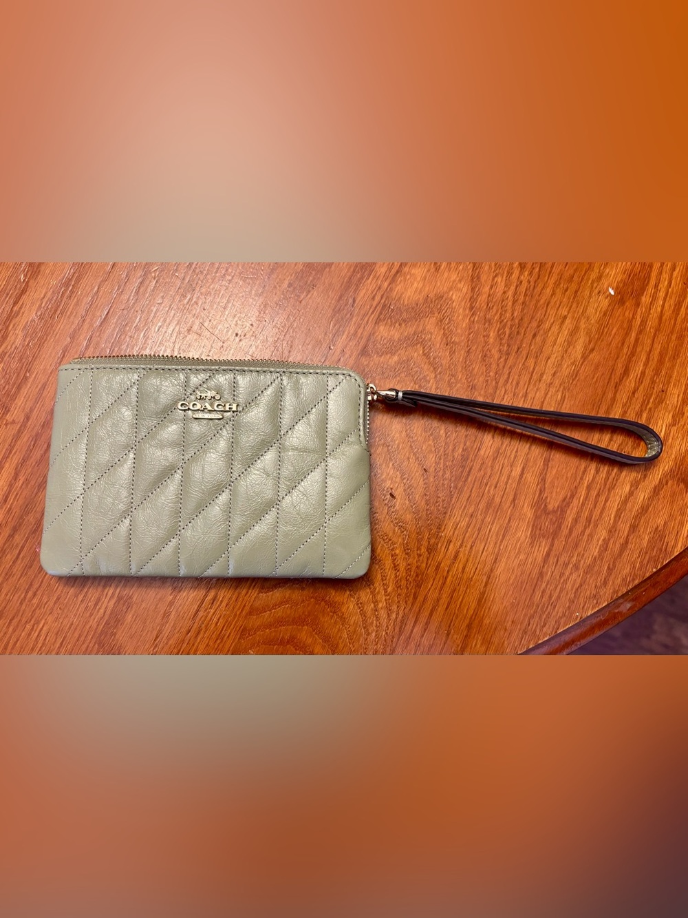 Coach Quilted Leather Wristlet in Pistachio